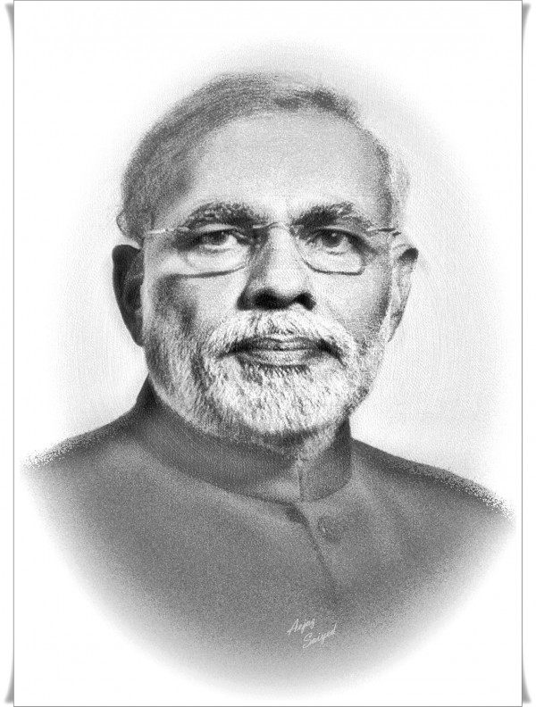 Amazing Pencil Sketch of Narendra Modi - DesiPainters.com