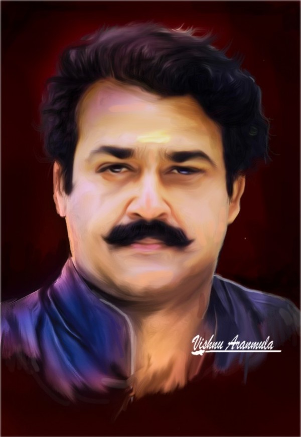 Digital Painting of Mohanlal  by Vishnu Aranmula