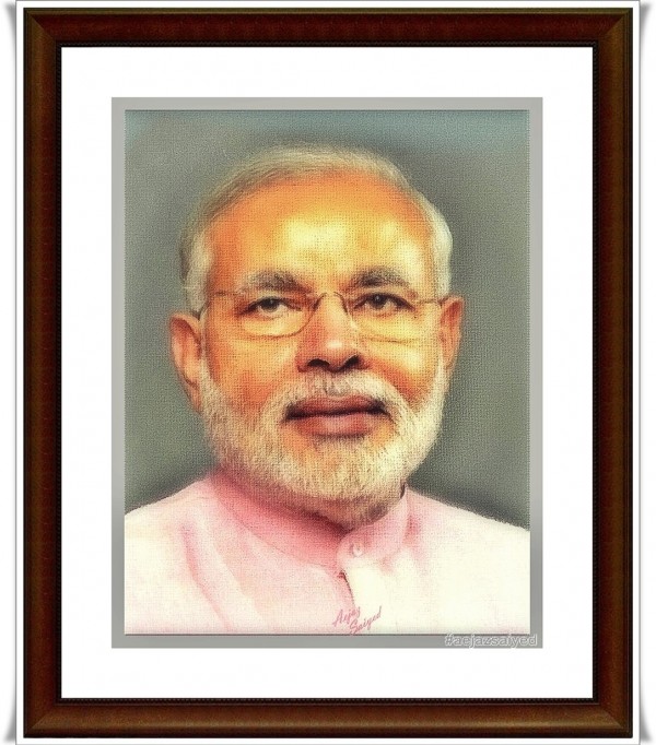 Digital Painting of Narendra Modi by Aejaz Saiyed