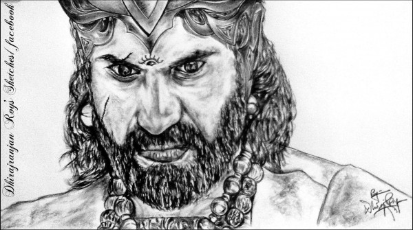 Pencil Sketch of Bahubali Villain Rana - DesiPainters.com