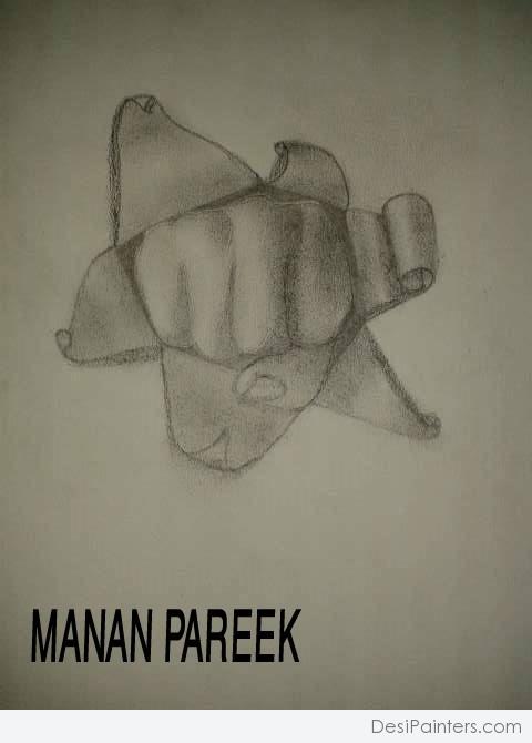 Pencil Sketch of Fist - DesiPainters.com