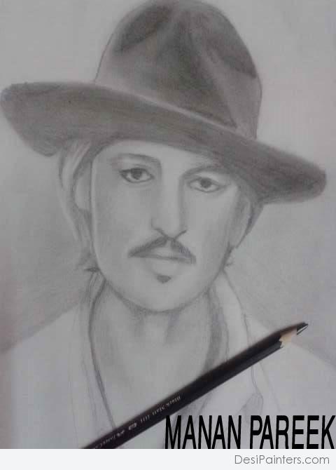 Pencil Sketch of Johnny Depp - DesiPainters.com