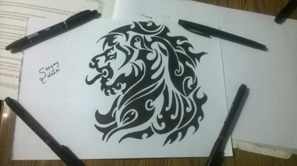 Ink Painting of Lion - DesiPainters.com