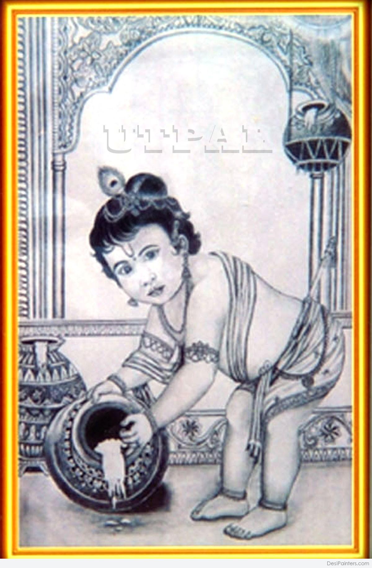Traditional Sketch: Lord Damodara eating Butter by arunairdraws on  DeviantArt