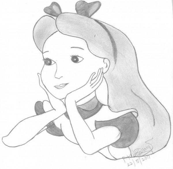 Pencil Sketch of Pretty Girl (Cartoon)