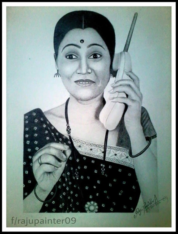 Pencil Sketch of Dayabhabhi - DesiPainters.com