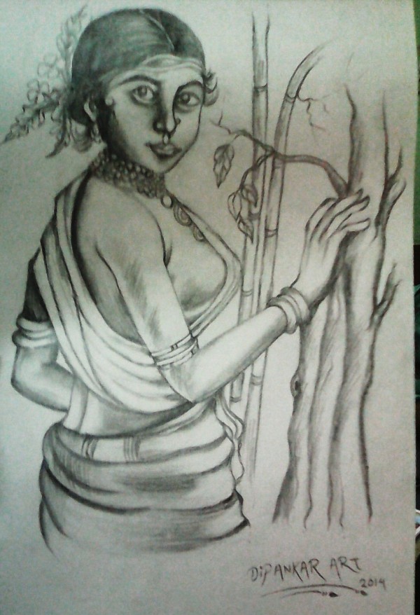 Pencil Sketch of Adivasi Girl 