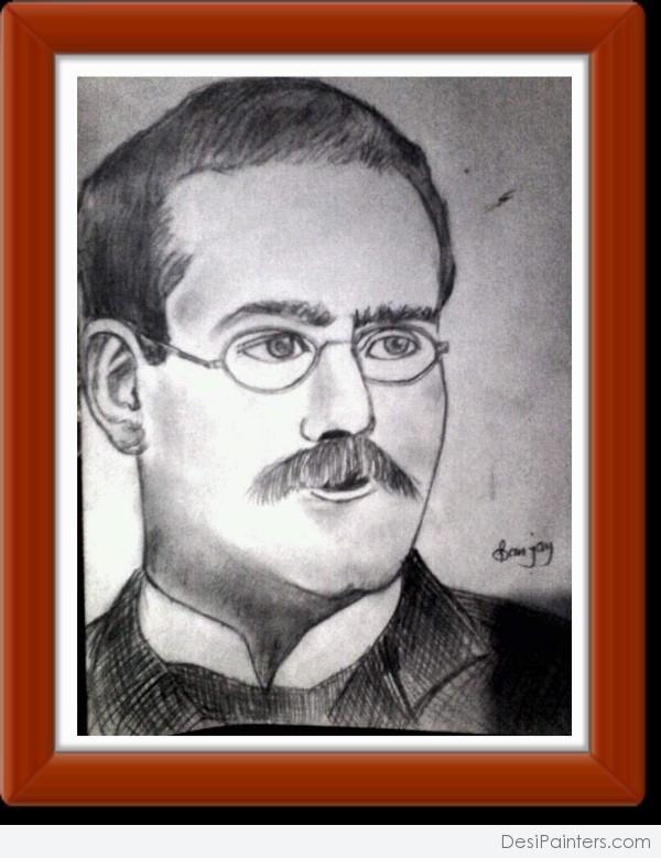 Pencil Sketch of Rudyard Kipling - DesiPainters.com