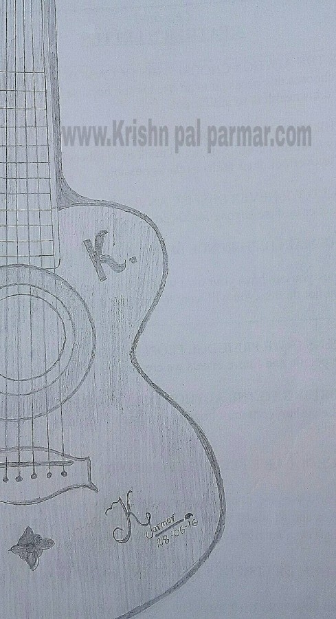 Guitar Pencil Sketch - DesiPainters.com