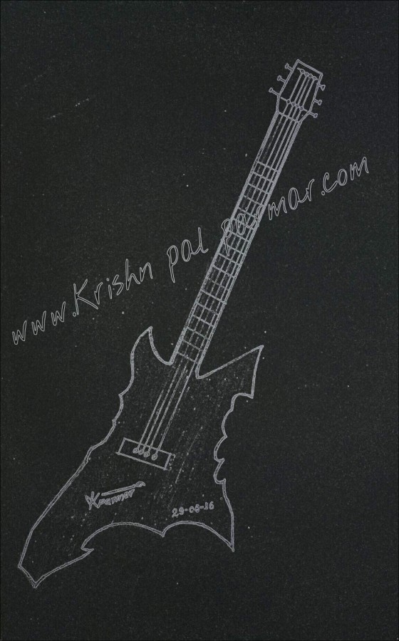 Guitar Pencil Sketch - DesiPainters.com