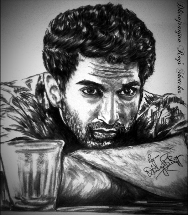 Aditya Roy Kapoor Charcoal Mix Sketch - DesiPainters.com