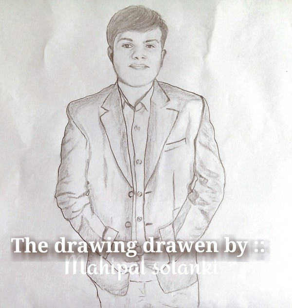 Self Pencil Sketch of Mahipal Solanki - DesiPainters.com