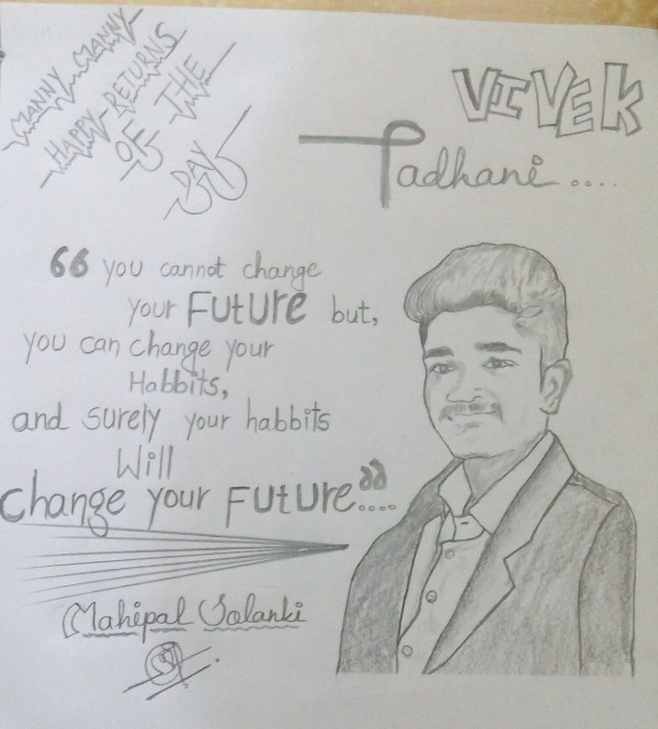 Vivek Tadhani Pencil Sketch of Friend - DesiPainters.com