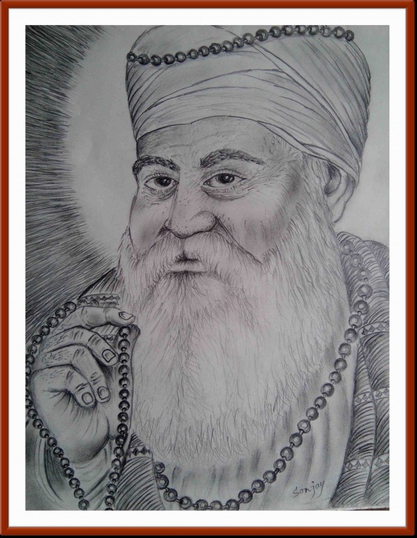 Pencil Sketch of Guru Nanak Dev Ji - DesiPainters.com
