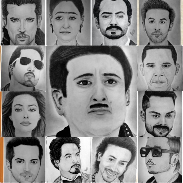 Pencil Sketch of All TV Actors