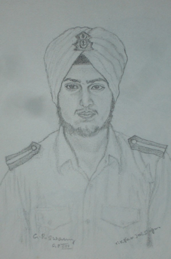 Vikram Singh Pencil Sketch by Ganagalla Ramaswamy