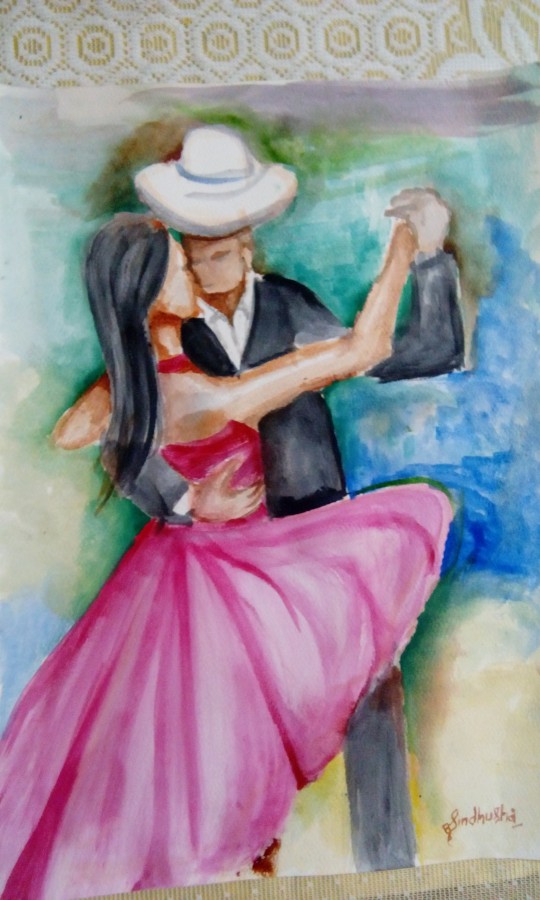Couple Watercolor Painting by Sindhusha