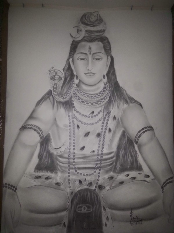 Beautiful Pencil Sketch of Lord Shiva - DesiPainters.com