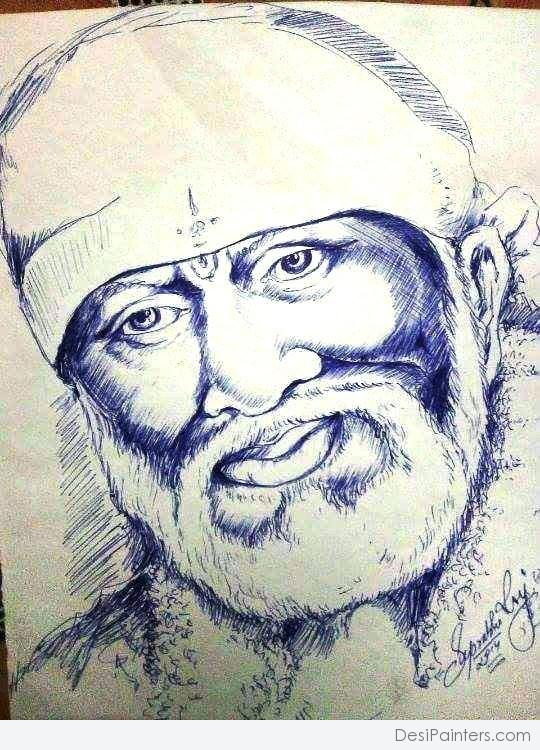 Sai Baba Sketch - DesiPainters.com