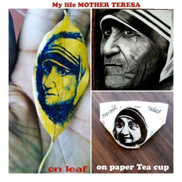 3D Art of Mother Teresa With Ink - DesiPainters.com