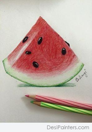 Real Watermelon Sketch Pencil Sketch - DesiPainters.com