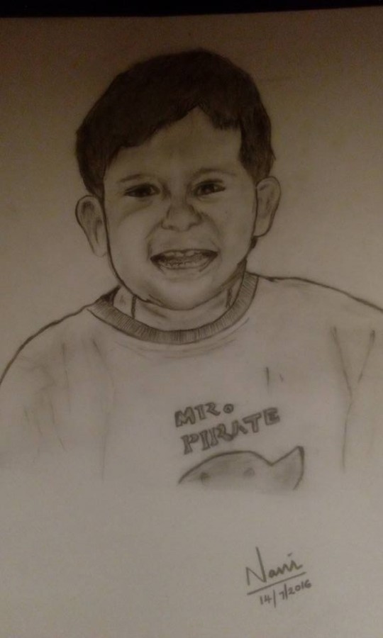 Laughing Baby Pencil Sketch - DesiPainters.com
