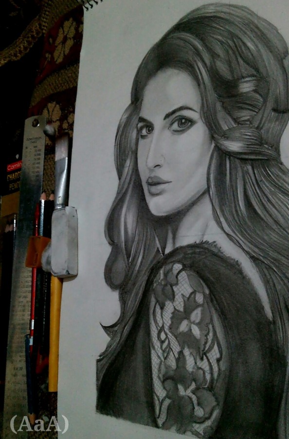 Lovely Katrina Kaif Pencil Sketch - DesiPainters.com