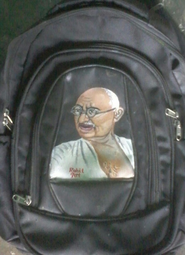 Gandhi Ji Painting On School Bag - DesiPainters.com