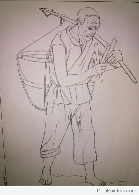 Pencil Sketch of Old Man - DesiPainters.com