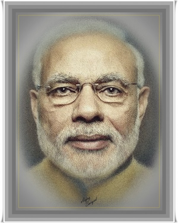 Nice Narendra Modi Digital Painting - DesiPainters.com