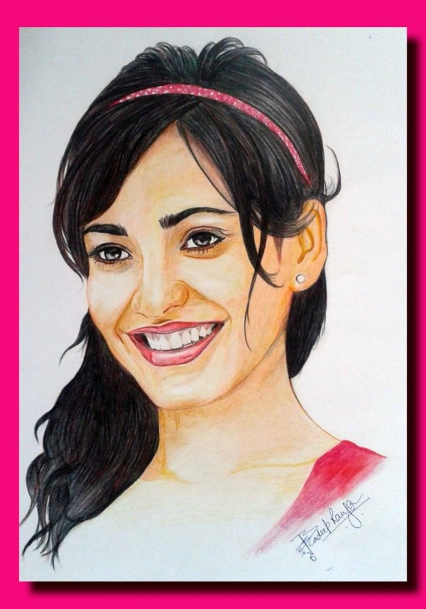 Color Sketch of Neha Sharma by Pradeep Ranga - DesiPainters.com