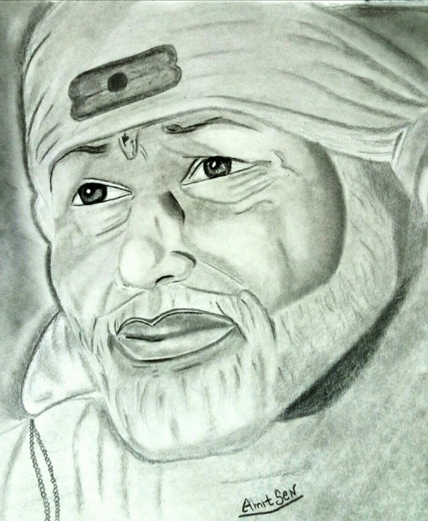 Pencil Sketch of Shri Sai Baba