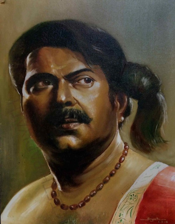 Wonderful Oil Painting of Mammooty - DesiPainters.com