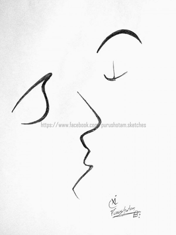 Pencil Art of Kiss by Purushotam - DesiPainters.com