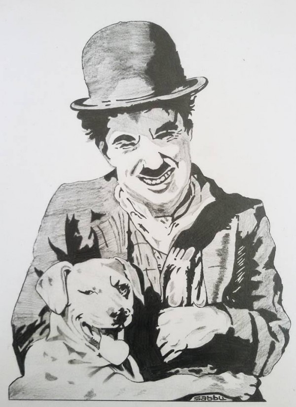 Pencil Sketch of Charlie Chaplin - DesiPainters.com