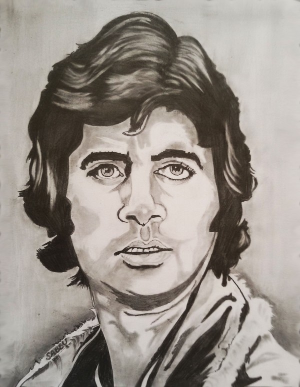 Pencil Sketch Art of Amitabh Bachchan - DesiPainters.com