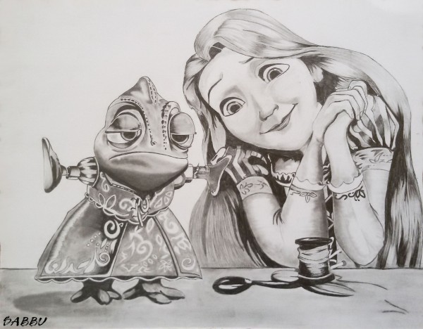 Pencil Art of Tangled Movie