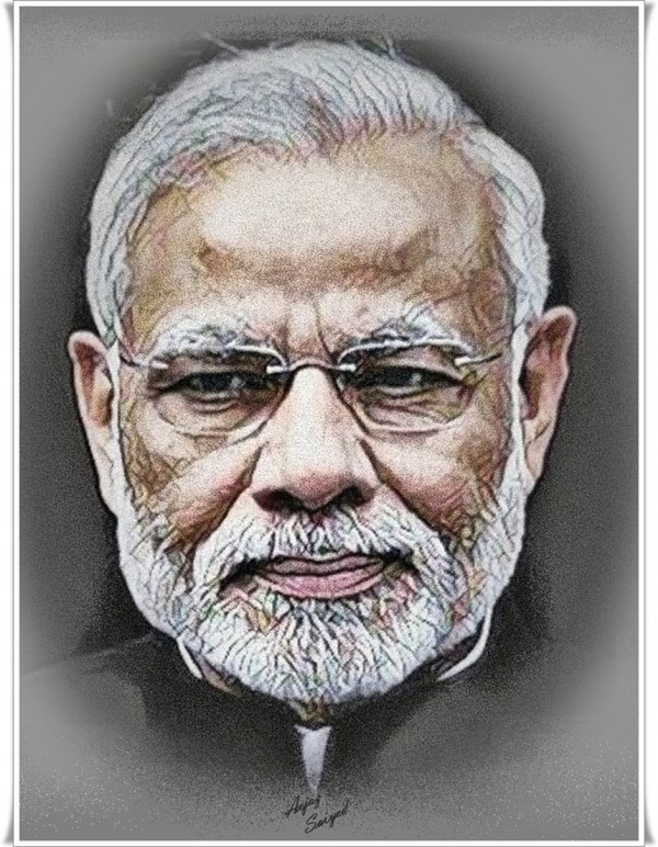 Narendra Modi Digital Painting By Aejaz Saiyed