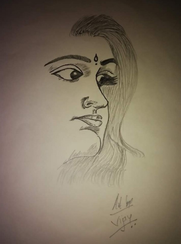 Pencil Sketch of Lady - DesiPainters.com