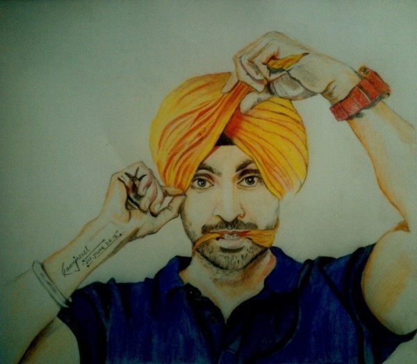 Oil Painting of Diljit Dosanjh - DesiPainters.com