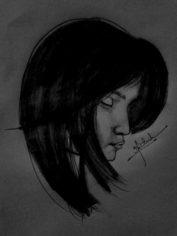 Pencil Sketch Of Lady By Nitesh.Rc - DesiPainters.com