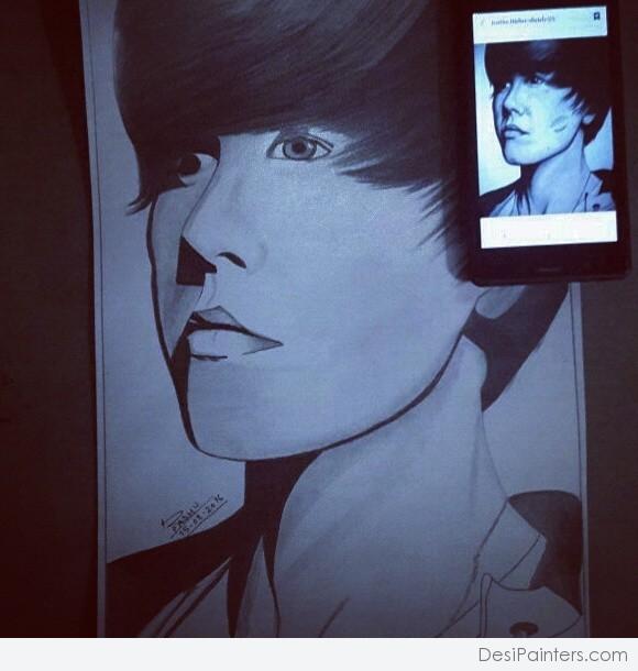 Justin Beiber Potrait By Prashant Srivastav - DesiPainters.com