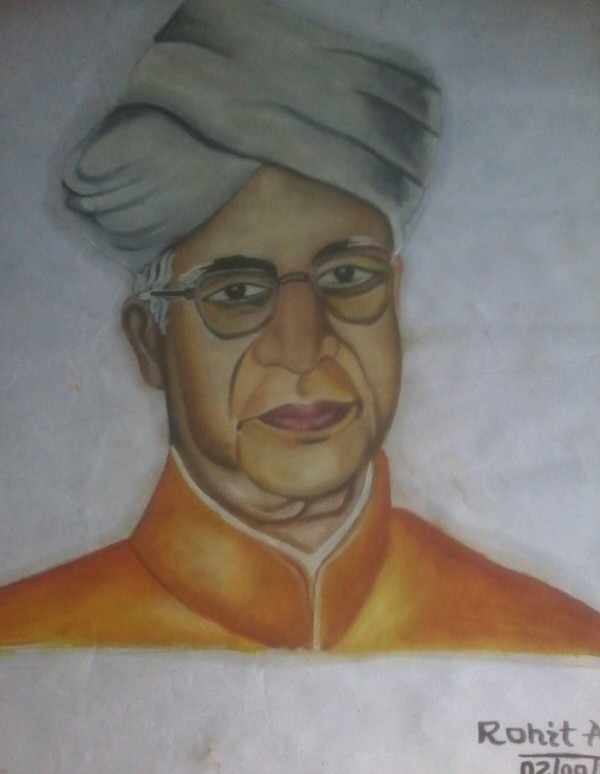 Oil Painting Of Dr.Sarvpali Radha Krishanan - DesiPainters.com
