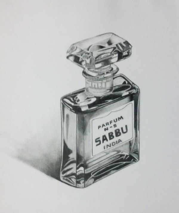 Realistic Pencil Sketch Of Perfume Bottle