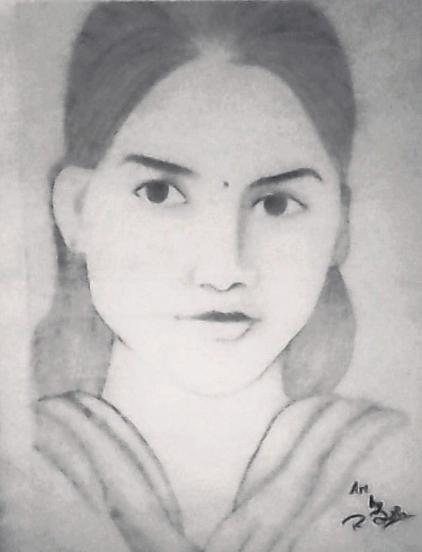 Pencil Sketch Of Tamil Girl