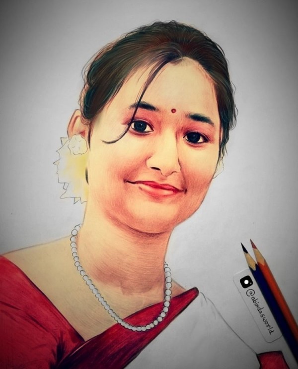 Colored Pencil Sketch Of Koyel Biswas By Abir Das