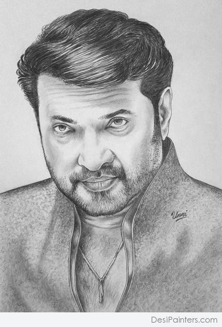 Pencil Sketch Of Malayalam Actor Mammootti