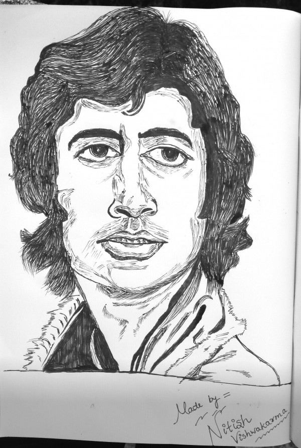 Ink Painting Of Amitabh Bachhan 