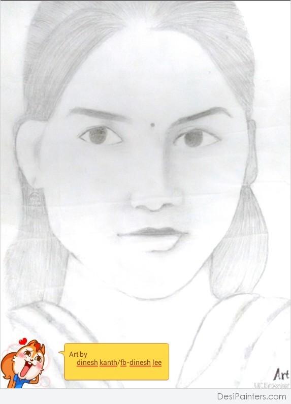 Pencil Sketch Of Girl By Dinesh Kanth - DesiPainters.com