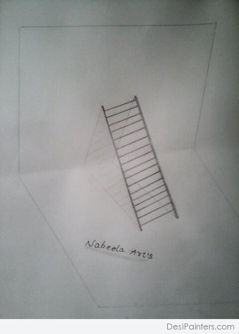 3d Pencil Sketch Of Ladder By S.Nabila